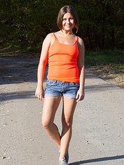 Hairy Babe Emilia on a walk in the outdoors